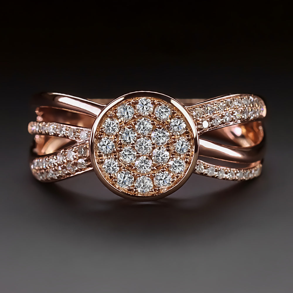 Effy Ruby (1-7/8 ct. t.w.) & Diamond (1/4 ct. t.w.) Multirow Crossover Ring  in 14k Rose Gold | CoolSprings Galleria
